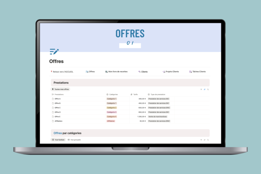 Template Notion GESTION PROJETS & CRM + LIVRE DE RECETTES – Image 3