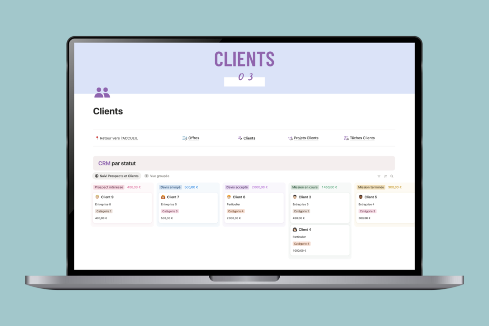Template Notion GESTION PROJETS & CRM – Image 4