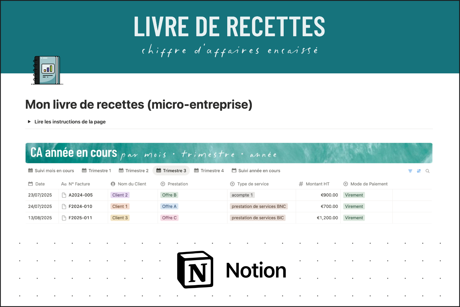 Template Notion Livre de recettes GLAZ Studio