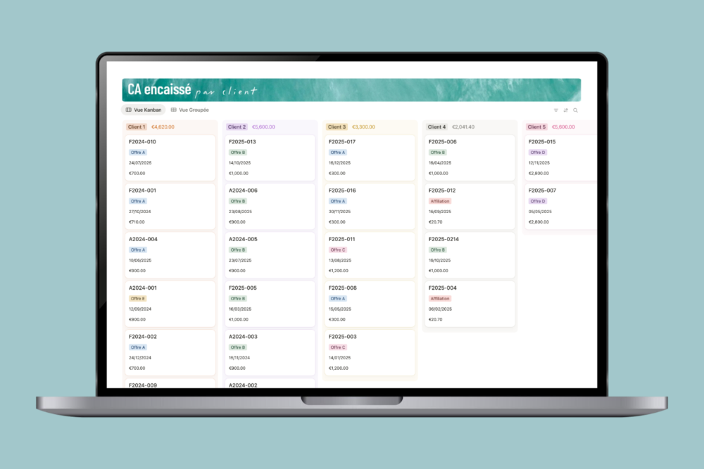 Template Notion GESTION PROJETS & CRM + LIVRE DE RECETTES – Image 7