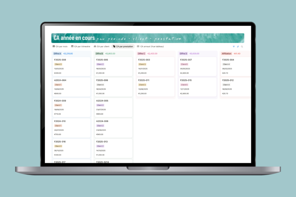 Template Notion GESTION PROJETS & CRM + LIVRE DE RECETTES – Image 6