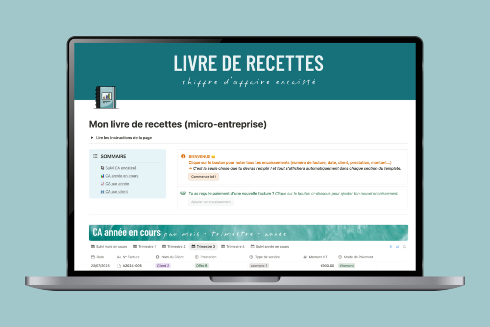Template Notion GESTION PROJETS & CRM + LIVRE DE RECETTES – Image 4